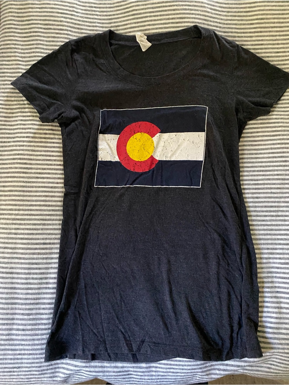 Black Women's Graphic Tee with Colorado Flag